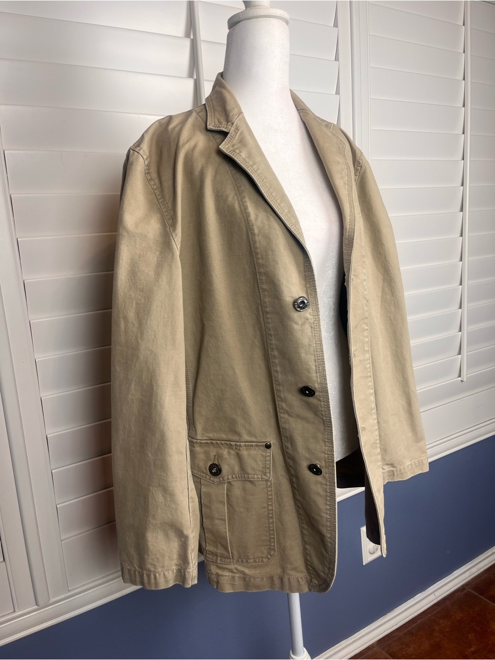 Express Men's Khaki Lightweight Shirt Blazer size s utility vintage minimalist